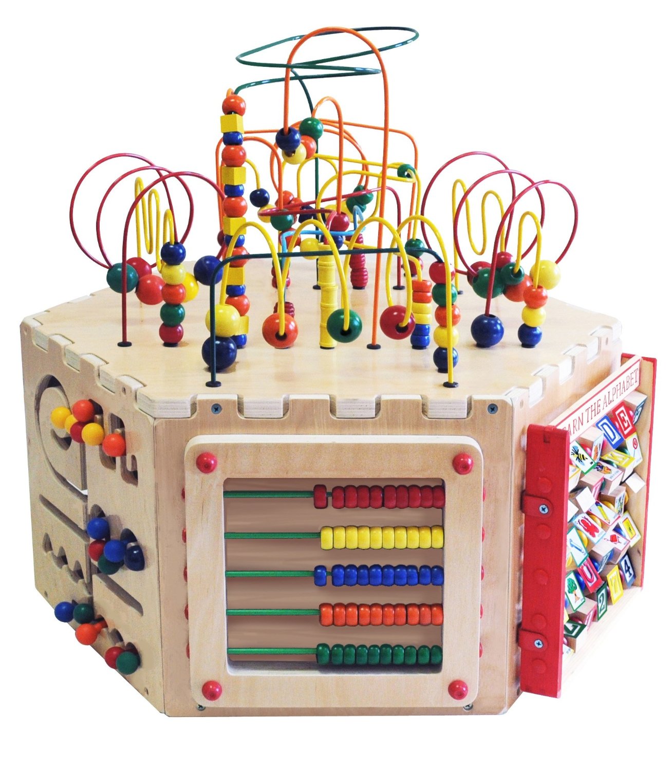 wooden activity cube for toddlers